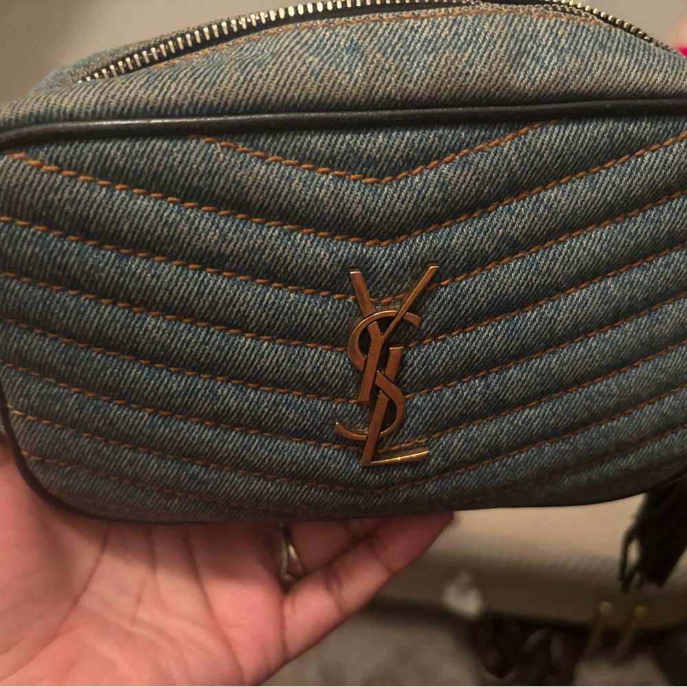 YSL Quilted Denim Belt Bag